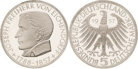 Gedenkmünzen
 5 DM 1957 J Josef Freiherr von Eichendorff Jaeger 391 Polierte Platte