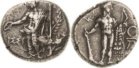 Kilikien Issos
 Stater um 400 v. Chr Apollo steht im Mantel nach links, eine Schale und einen Lorbeerast haltend / Herakles steht mit Keule, Bogen un...