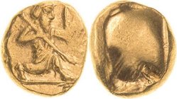 Persien Achaemeniden
Xerxes 486-465 v. Chr Gold-Dareike 486/465 v. Chr Großkönig im Knielaufschema mit Bogen und Speer nach rechts / Längliches Quadr...