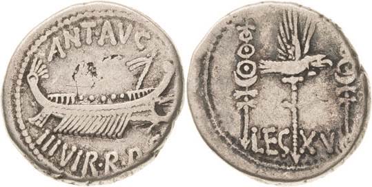 Römische Republik
M. Antonius 32/31 v.Chr Denar 32/31 v.Chr., Heeresmünzstätte ...