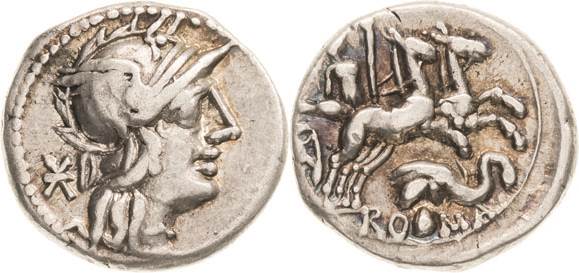 Römische Republik
L. Caecilius Metellus Diadematus 128 v. Chr Denar Romakopf mi...