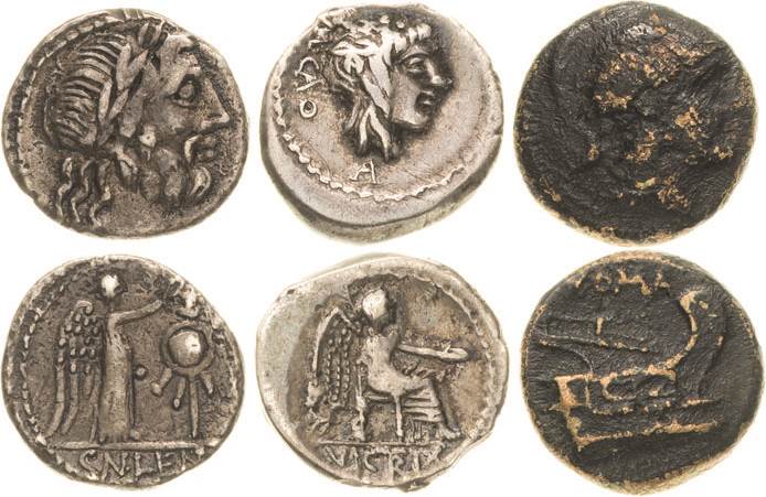 Römische Republik
M. Porcius Cato 89 v. Chr Quinar Kopf nach rechts, M CATO / V...