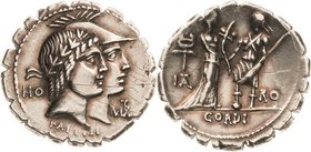 Römische Republik
Q. Fufius Calenus und Mucius Cordus 70 v. Chr Denar (Serratus) Rom Auf den Zensus des Jahres 70 v. Chr. und die Versöhnung Roms mit...