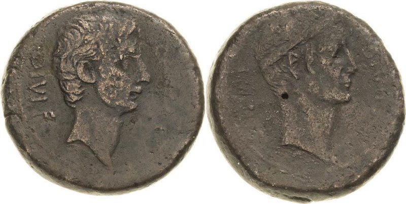 Imperatorische Prägungen
Octavian 44-27 v. Chr Bronze 38 v. Chr, unbekannte Ita...