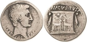 Kaiserzeit
Augustus 27 v. Chr.-14 n. Chr Cistophor 25/20 v. Chr. Ephesos/Ionia? Kopf nach rechts, IMP CAESAR / Altar mit zwei sich anblickenden Hirsc...