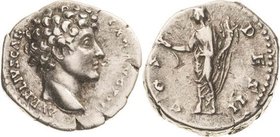 Kaiserzeit
Marcus Aurelius Caesar 138-161 Denar 140/144, Rom Kopf nach rechts, AURELIVS CAESAR AVG PP II / Hilaritas steht nach links, COS DES II RIC...