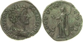 Kaiserzeit
Marcus Aurelius Caesar 138-161 Sesterz 153/154, Rom Brustbild nach rechts, AVRELIVS CAESAR AVG PII FIL / Minerva steht nach links, TR POT ...