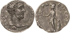 Kaiserzeit
Clodius Albinus 193/195-197 Denar 194/195, Rom Kopf nach rechts, D CLOD SEPT ALBIN CAES / Minerva steht nach links, MINER PACIF COS II RIC...