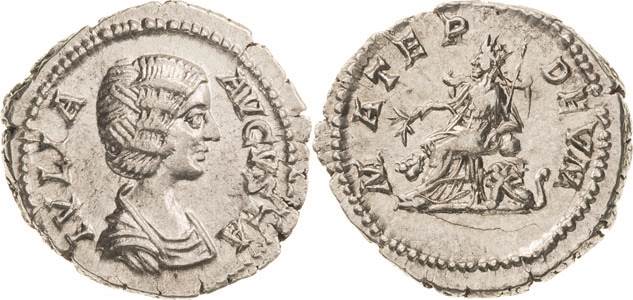 Kaiserzeit
Julia Domna, 2. Gemahlin des Septimius Severus 193-217 Denar 196/211...