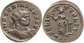 Kaiserzeit
Carinus 282-285 Antoninian 282/285, Ticinum Brustbild mit Strahlenkrone nach rechts, IMP CARINVS PF AVG / Felicitas steht an Säule angeleh...