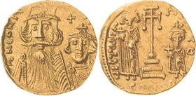 Constans II., Constant. IV., Heraclius u. Tiberius 659-668 Solidus 662/667, Constantinopel Die beiden Brustbilder von Constans und Constantin IV. von ...