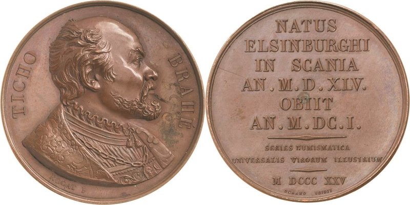 Astronomie
Dänemark Bronzemedaille 1825 (Rogat) Suitenmedaille. Tycho de Brahé ...