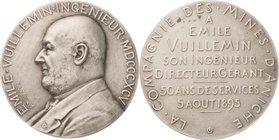 Ausbeute, Bergbau, Hüttenwesen
 Silbermedaille 1895 (Daniel Dupuis) 50-jähriges Dienstjubiläum von Émile Vuillemin, Direktor von Compagnie des mines ...