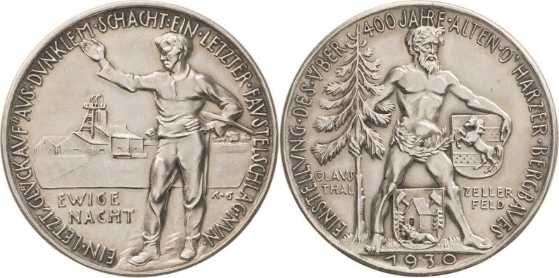 Ausbeute, Bergbau, Hüttenwesen
 Silbermedaille 1930 (Karl Goetz) Auf die Einste...