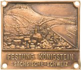 Auto- und Motorradmedaillen und -plaketten
Königstein Einseitige Messingplakette o.J. Festung Königstein. Ansicht. 4 Befestigungslöcher. 60 x 69 mm, ...