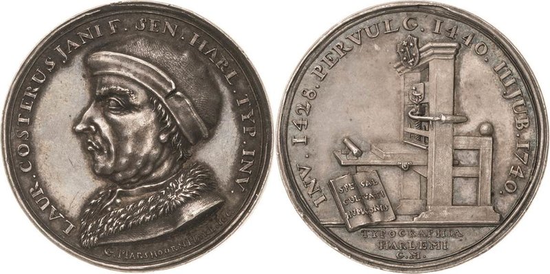 Buchdruck
 Silbermedaille 1740 (Marshoorn) 300 Jahre Erfindung der Buchdruckkun...