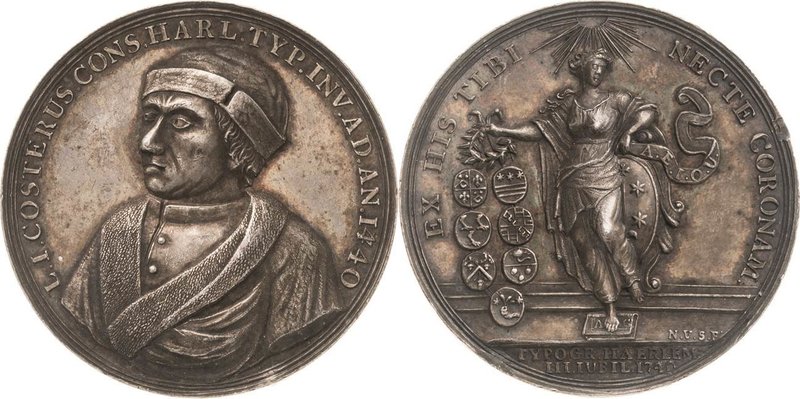 Buchdruck
 Silbermedaille 1740 (N.V. Swindesen) 300 Jahre Entdeckung der Typogr...