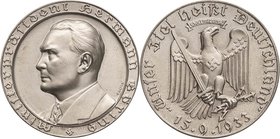 Drittes Reich
 Silbermedaille 1933 (Beyer) Auf die Wahl von Hermann Göring zum preußischen Ministerpräsidenten. Brustbild nach links / Adler mit Hake...