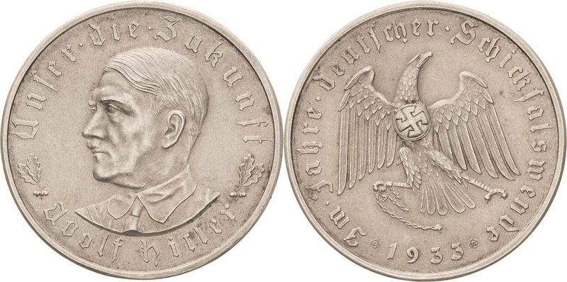 Drittes Reich
 Silbermedaille 1933 (O. Glöckler) Machtergreifung Hitlers. Brust...
