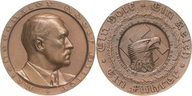 Drittes Reich
 Bronzemedaille 1933 (F. Beyer) Auf die politischen Ereignisse des Jahres. Brustbild Adolf Hitlers nach rechts / Adlerkopf vor Hakenkre...