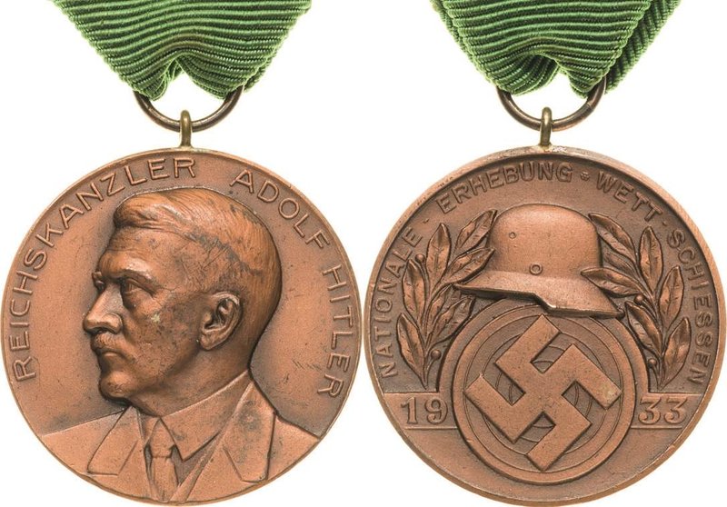 Drittes Reich
 Bronzierte Weißmetallmedaille 1933 (unsigniert) Nationale-Erhebu...