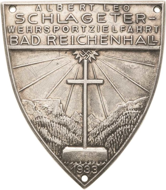 Drittes Reich
 Einseitige Weißmetallplakette 1933. Albert Leo Schlageter - Wehr...