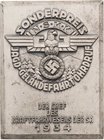 Drittes Reich
 Einseitige versilberte Bronzeplakette 1934 (Rob. Neff) Sonderpreis N.S.K.K. Jagd-Geländefahrt Ohrdruf. Reichsadler, im Hintergrund Ber...