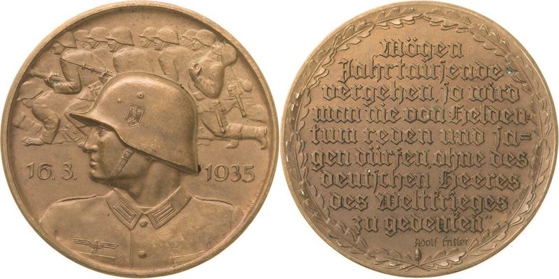 Drittes Reich
 Bronzemedaille 1935 (F. Beyer) Einführung der allgemeinen Wehrpf...