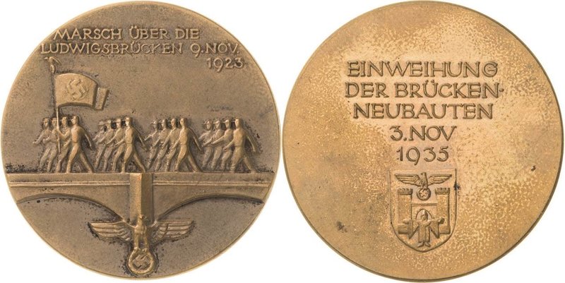 Drittes Reich
 Bronzemedaille 1935 (unsigniert) Auf die Einweihung der Brückenn...
