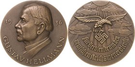 Drittes Reich
 Bronzegußmedaille 1936 (R. Bosselt) Nichttragbare Auszeichnung der Luftwaffe - Für Verdienste um den deutschen Wetterdienst. Brustbild...