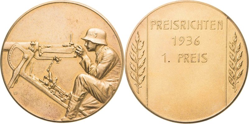 Drittes Reich
 Vergoldete Bronzemedaille 1936. Preismedaille. Preisrichten - Sc...