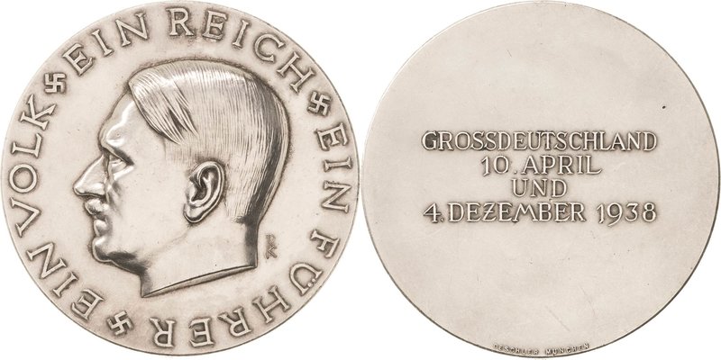 Drittes Reich
 Silbermedaille 1938 (Richard Klein/Deschler) Auf die Reichstagsw...