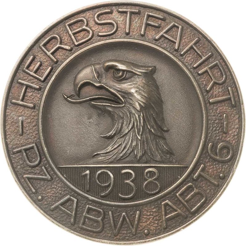 Drittes Reich
 Einseitige Bronzegußmedaille 1938. Herbstfahrt Panzer-Abwehr-Abt...
