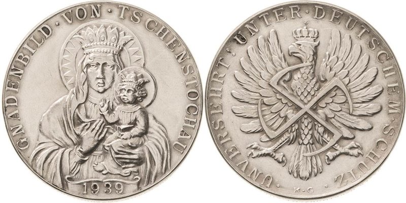 Drittes Reich
 Silbermedaille 1939 (Karl Goetz) Einnahme von Tschenstochau (Cze...