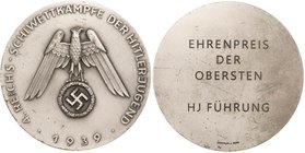 Drittes Reich
 Versilberte Zinkmedaille 1939 (Deschler & Sohn) Ehrenpreis der Obersten HJ-Führung anlässlich der 4. Reichs-Schiwettkämpfe der HJ. Rei...