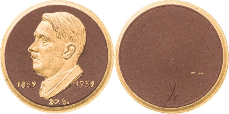 Drittes Reich
 Braune einseitige Porzellanmedaille 1939 (Meißen) 50. Geburtstag...