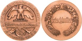 Drittes Reich - Reichsnährstand
 Bronzierte Weißmetallmedaille 1939. 5. Reichsnährstands-Ausstellung "Blut und Boden" in Leipzig. Prämie für: Frischb...