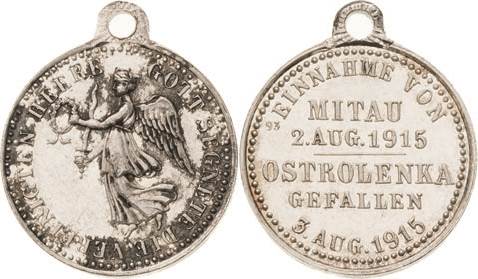 Erster Weltkrieg
 Silbermedaille 1915. Einnahme von Mitau - Ostrolenka gefallen...