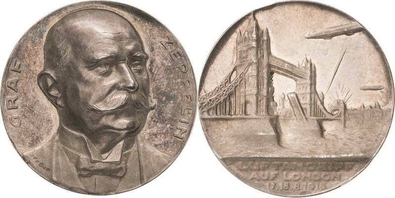 Erster Weltkrieg
 Silbermedaille 1915 (F. Eue/Ball) Deutsche Luftschiffangriffe...