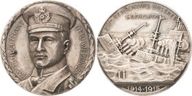 Erster Weltkrieg
 Silbermedaille 1915 (F. Eue/Oertel) Kapitänleutnant Otto von Weddingen. Brustbild halblinks / Sinkender Kreuzer und U-Boot in See. ...