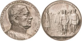 Erster Weltkrieg
 Silbermedaille 1915 (F.Eue/Grünthal) Generalfeldmarschall Freiherr von der Goltz. Uniformiertes Brustbild nach rechts / Generalfeld...