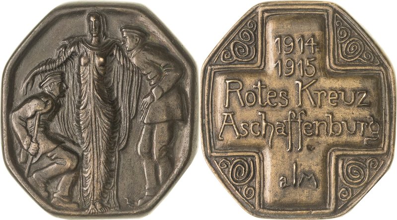 Erster Weltkrieg
 Bronzegußmedaille 1915 (LE/Lissy Eckart?) Rotes Kreuz Aschaff...
