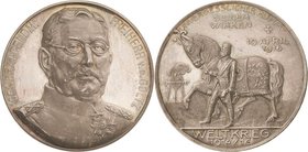 Erster Weltkrieg
 Silbermedaille 1916 (F. König/Lauer) Tod des Generalfeldmarschall Freiherr von der Goltz. Uniformiertes Brustbild halbrechts / Nach...
