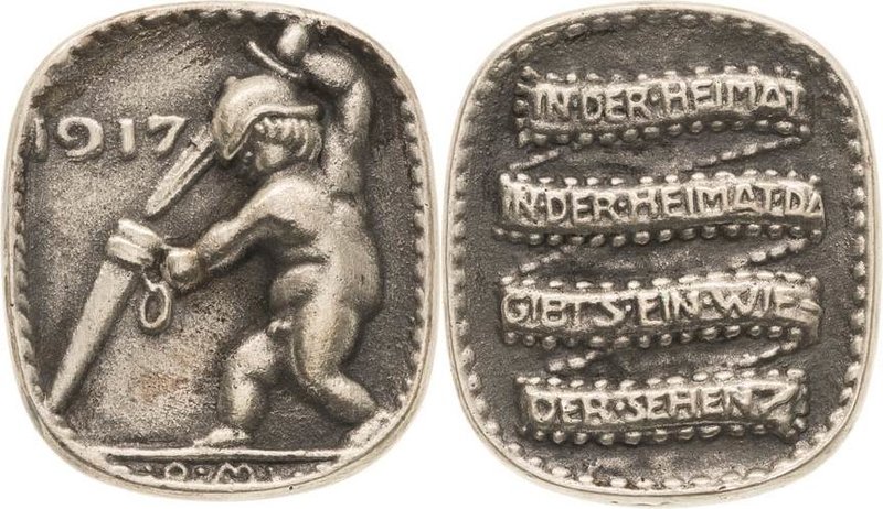 Erster Weltkrieg
 Versilberte Bronzegussmedaille 1917 (Max Olofs) Hoffnung auf ...