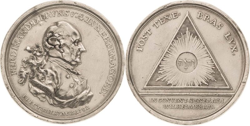 Freimaurer
 Galvanisierte Zinnmedaille mit Kupferkern 1782 (Stockmar) Auf den W...