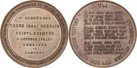 Judaica
 Bronzemedaille 5607 A.M. (1846/1847) (Gebr. Nathan) Zum 25-jährigen Amtsjubiläum als geistlicher Beamter. 7 Zeilen deutsche Schrift / 13 Zei...