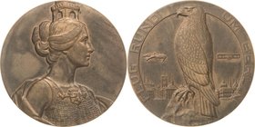 Slg. Joos - Medaillen, Plaketten, Abzeichen der Luftfahrt 1783-1945
 Bronzemedaille o.J. (1912) (AWES Münze Berlin) 1. Flug rund um Berlin. Brustbild...