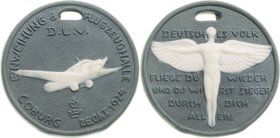 Slg. Joos - Medaillen, Plaketten, Abzeichen der Luftfahrt 1783-1945
 Porzellanmedaille 1924 (Krone, GW) Einweihung der Flugzeughalle in Coburg. Flugz...