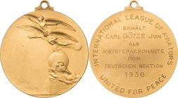 Slg. Joos - Medaillen, Plaketten, Abzeichen der Luftfahrt 1783-1945
 Vergoldete Bronzemedaille 1936 (G. Devreese) Auszeichnung der Harmon-Trophy- ver...