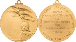 Slg. Joos - Medaillen, Plaketten, Abzeichen der Luftfahrt 1783-1945
 Vergoldete Bronzemedaille 1936 (G. Devreese) Auszeichnung der Harmon-Trophy- ver...